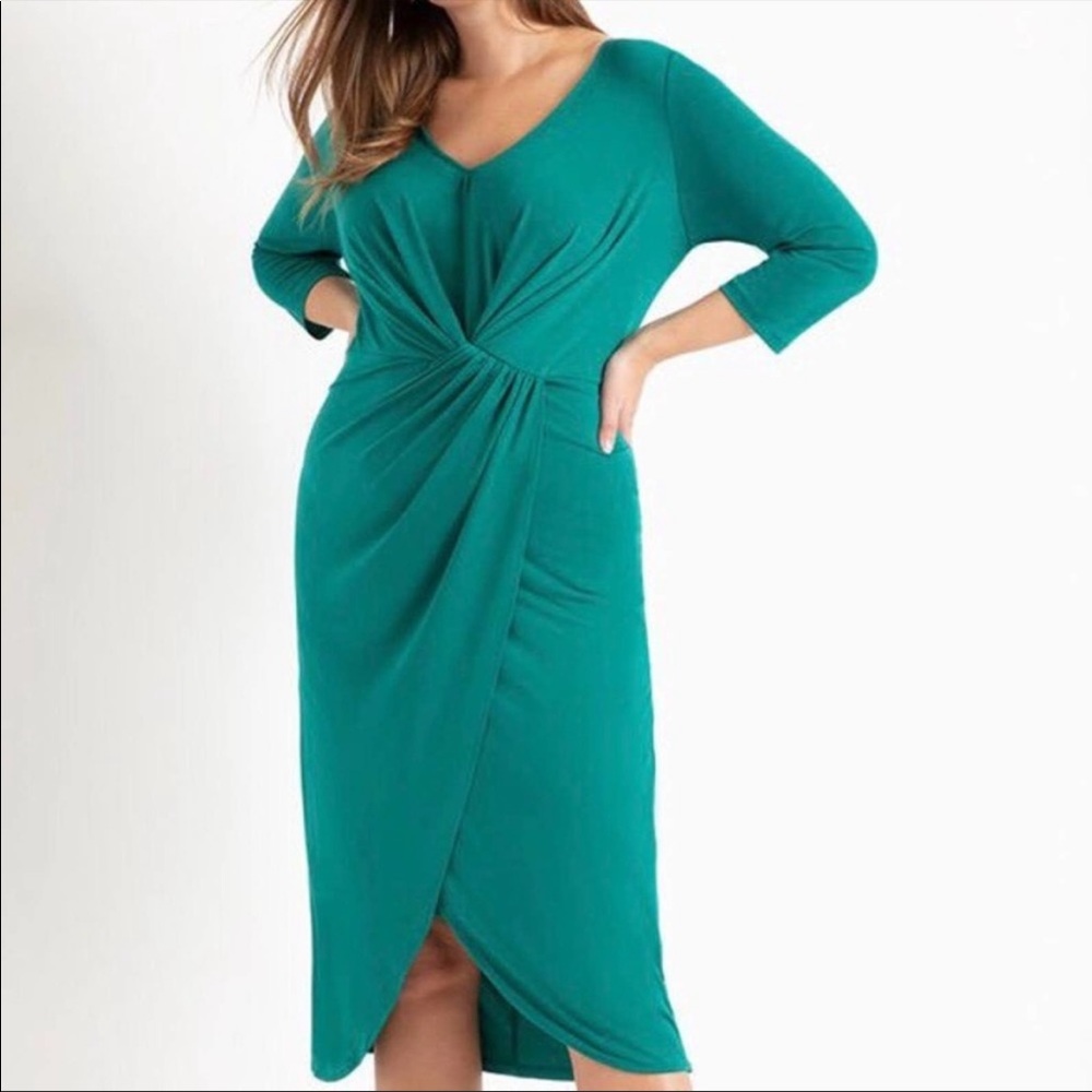 Eloquii Green Twist Front Dress